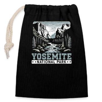 Yosemite National Park Outdoor Tours USA America - Closable cotton gift bag (14x20cm) - black - Front