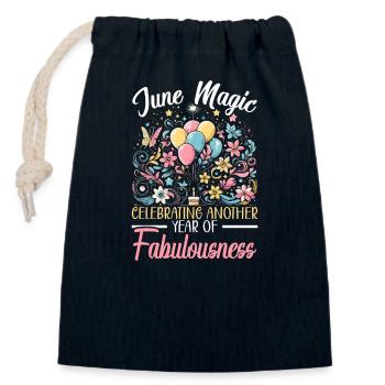 Happy Birthday, Celebrating Bday Party, - Closable cotton gift bag (14x20cm) - navy - Front