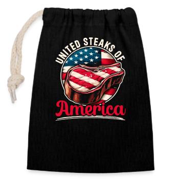Steak-Liebhaber Feinschmecker Grillen - Verschließbarer Geschenkbeutel aus Baumwolle (14x20cm) - Schwarz - Vorne
