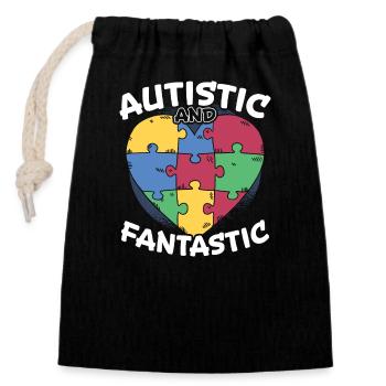 Funny Autism Neurodiversity Autistic - Closable cotton gift bag (14x20cm) - black - Front