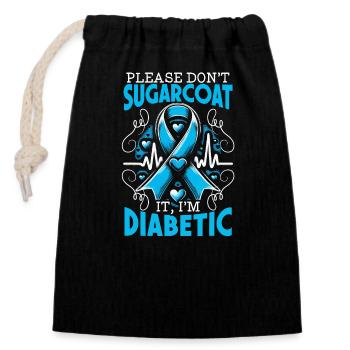 Diabetes awareness T1d diabetic insulin type 1 - Closable cotton gift bag (14x20cm) - black - Front