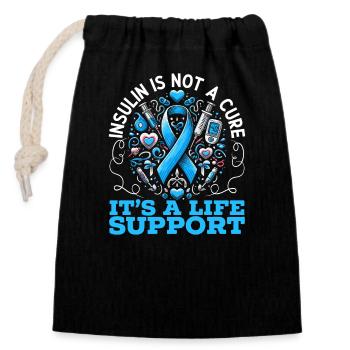 Diabetes awareness T1d diabetic insulin type 1 - Closable cotton gift bag (14x20cm) - black - Front