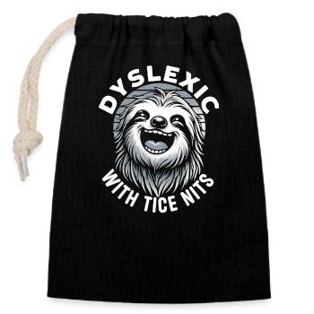 Dyslexia Awareness Month - Closable cotton gift bag (14x20cm) - black - Front