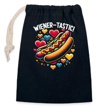 Amateur de hot-dogs Restauration rapide Saucisses gastronomiques - Sac cadeau en coton avec cordon (14 x 20 cm) - bleu marine - Devant