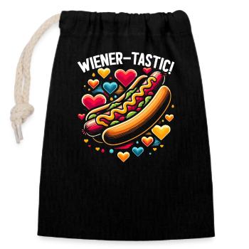 Hotdog-liebhaber-fast-food-feinschmecker-würstchen - Verschließbarer Geschenkbeutel aus Baumwolle (14x20cm) - Schwarz - Vorne