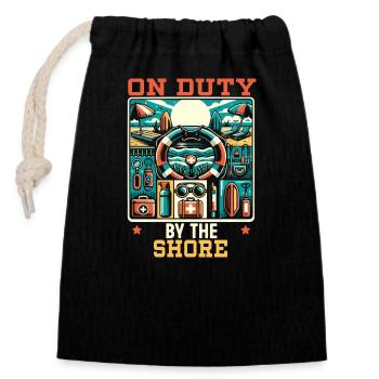 Lifeguard-lifesaver-profession On the beach - Closable cotton gift bag (14x20cm) - black - Front