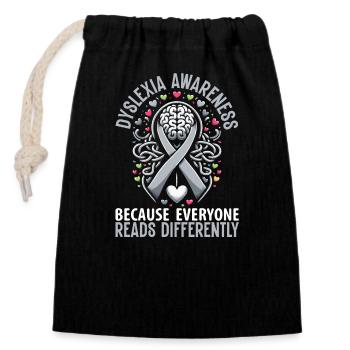 Dyslexia Awareness Month - Closable cotton gift bag (14x20cm) - black - Front