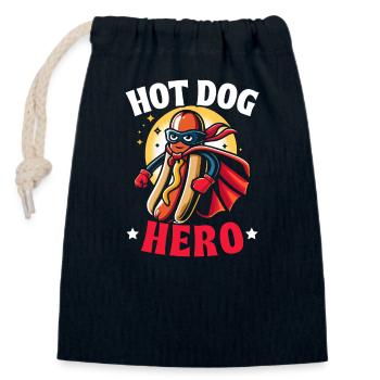 Amateur de hot-dogs Restauration rapide Saucisses gastronomiques - Sac cadeau en coton avec cordon (14 x 20 cm) - bleu marine - Devant