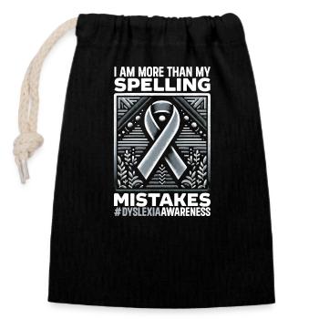 Dyslexia Awareness Month - Closable cotton gift bag (14x20cm) - black - Front