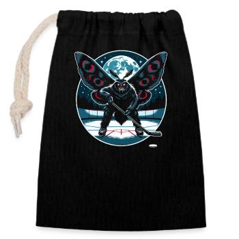 Mothman Point Pleasant Hockeyspieler Cryptid - Verschließbarer Geschenkbeutel aus Baumwolle (14x20cm) - Schwarz - Vorne