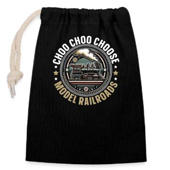 Model Railway Model Railway Enthusiast - Closable cotton gift bag (14x20cm) - black - Front