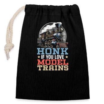 Model Railway Railway - Closable cotton gift bag (14x20cm) - black - Front