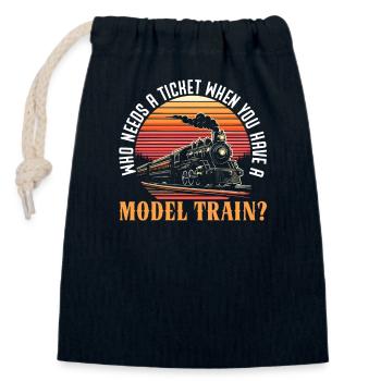 Modelleisenbahn-modelleisenbahn-liebhaber - Verschließbarer Geschenkbeutel aus Baumwolle (14x20cm) - Navy - Vorne