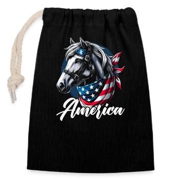 American Horse Lover Usa Flagge Amerika Vierte Von - Verschließbarer Geschenkbeutel aus Baumwolle (14x20cm) - Schwarz - Vorne