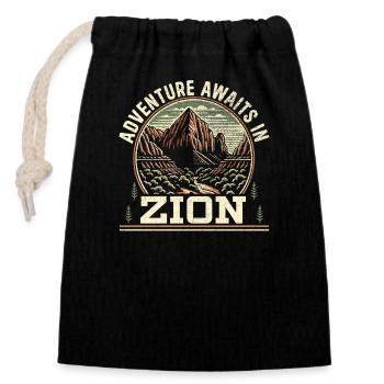 Parc national de Zion Outdoor Tours États-Unis Amérique - Sac cadeau en coton avec cordon (14 x 20 cm) - noir - Devant
