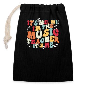 Music Teacher Music School Musician Musical - Closable cotton gift bag (14x20cm) - black - Front
