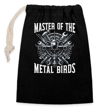 Aircraft mechanic aircraft engineering - Closable cotton gift bag (14x20cm) - black - Front