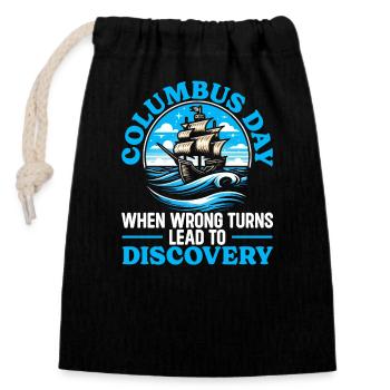 Columbus Day America 1492 USA Discovery - Closable cotton gift bag (14x20cm) - black - Front