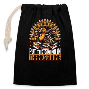 Thanksgiving-truthahn - Verschließbarer Geschenkbeutel aus Baumwolle (14x20cm) - Schwarz - Vorne