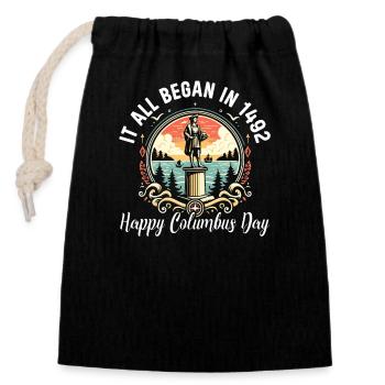 Columbus Day Amerika 1492 Usa Entdeckung - Verschließbarer Geschenkbeutel aus Baumwolle (14x20cm) - Schwarz - Vorne