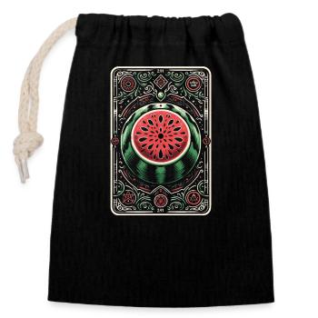 Été drôle de pastèque - Sac cadeau en coton avec cordon (14 x 20 cm) - noir - Devant