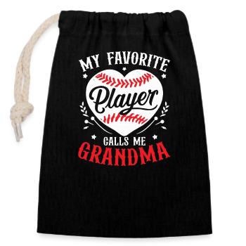 Baseball Oma Sport Baseball Liebhaber Großmutter - Verschließbarer Geschenkbeutel aus Baumwolle (14x20cm) - Schwarz - Vorne