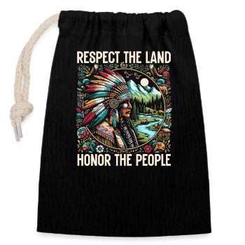 Indian Cherokee-Apache tribe - Closable cotton gift bag (14x20cm) - black - Front