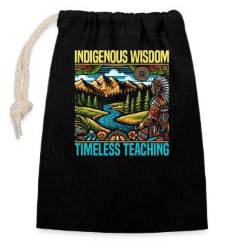 Native American Cherokee-Apache tribe - Closable cotton gift bag (14x20cm) - black - Front