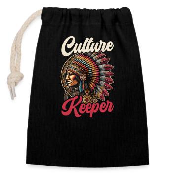 Indian Cherokee Apache tribe - Closable cotton gift bag (14x20cm) - black - Front