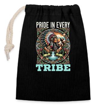 Native American Cherokee-Apache tribe - Closable cotton gift bag (14x20cm) - black - Front