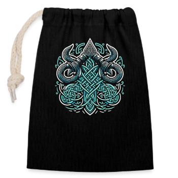Culture viking nordique Mythologie nordique - Sac cadeau en coton avec cordon (14 x 20 cm) - noir - Devant