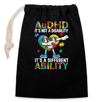 Audhd-disability Autism Adhs - Closable cotton gift bag (14x20cm) - black - Front