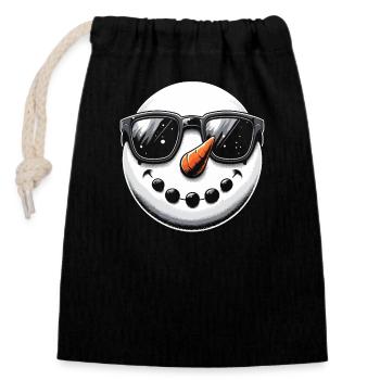 Schneemann lustig Winter - Verschließbarer Geschenkbeutel aus Baumwolle (14x20cm) - Schwarz - Vorne