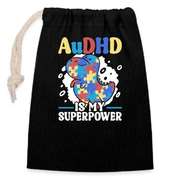 Audhd-disability Autism Adhs - Closable cotton gift bag (14x20cm) - black - Front