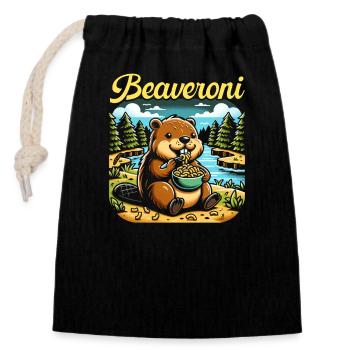 Funny beaver lover rodent animal cute - Closable cotton gift bag (14x20cm) - black - Front