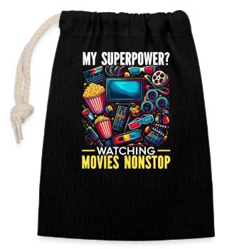 film kino liebhaber popcorn-film - Verschließbarer Geschenkbeutel aus Baumwolle (14x20cm) - Schwarz - Vorne