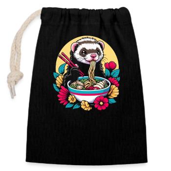 Drôle d’amant furet belette mammifère animal - Sac cadeau en coton avec cordon (14 x 20 cm) - noir - Devant