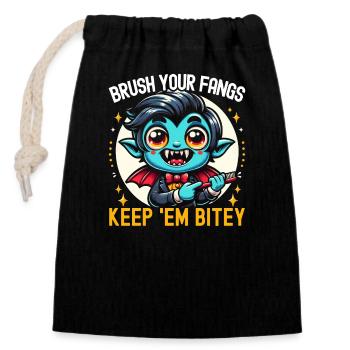 Drôle de dent de dentiste costume d’Halloween - Sac cadeau en coton avec cordon (14 x 20 cm) - noir - Devant