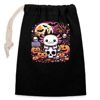 Funny Halloween costume for axolotl lovers, - Closable cotton gift bag (14x20cm) - black - Front