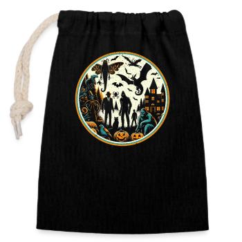 Déguisement drôle d’Halloween - Sac cadeau en coton avec cordon (14 x 20 cm) - noir - Devant