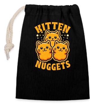Pépite de poulet Chat de restauration rapide - Sac cadeau en coton avec cordon (14 x 20 cm) - noir - Devant