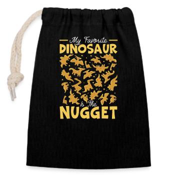 Pépite de poulet Dino de restauration rapide - Sac cadeau en coton avec cordon (14 x 20 cm) - noir - Devant