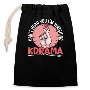 Drôle Kdrama Drame coréen K-drama - Sac cadeau en coton avec cordon (14 x 20 cm) - noir - Devant
