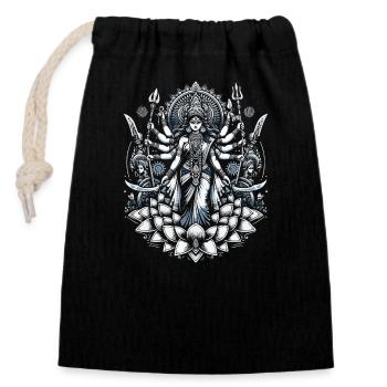 Navratri and Dussehra Goddess Durga Puja Hindu - Closable cotton gift bag (14x20cm) - black - Front
