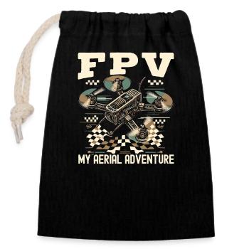 Fpv-drohnenpilot - Verschließbarer Geschenkbeutel aus Baumwolle (14x20cm) - Schwarz - Vorne