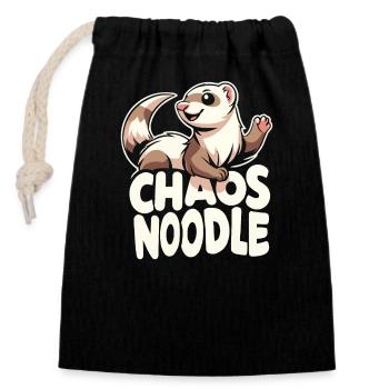 Funny ferret lover weasel mammal animal - Closable cotton gift bag (14x20cm) - black - Front
