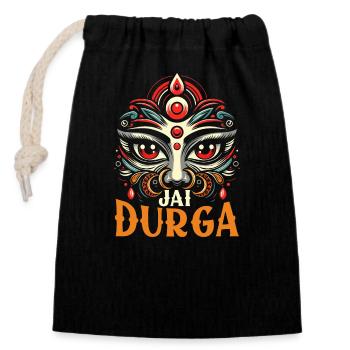 Navratri and Dussehra Goddess Durga Puja Hindu - Closable cotton gift bag (14x20cm) - black - Front