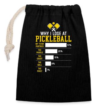 Pickleball Player Dink Sport Pickle Ball I Love - Closable cotton gift bag (14x20cm) - black - Front