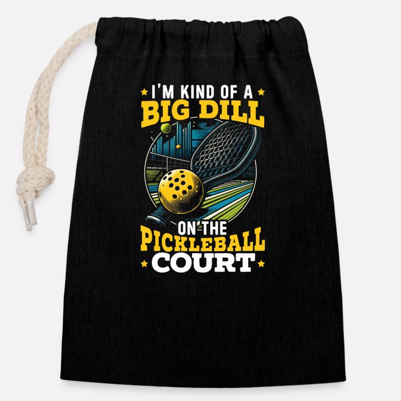 Pickleball player Dink Sport Pickle Ball I - Closable cotton gift bag (14x20cm) - black