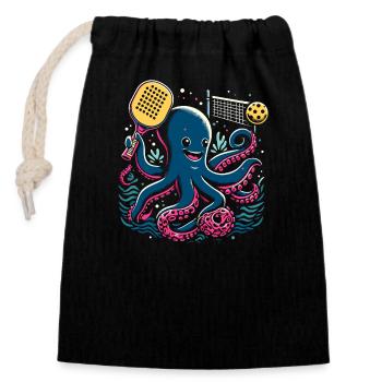 Pickleball player Dink Sport Pickle Ball I - Closable cotton gift bag (14x20cm) - black - Front